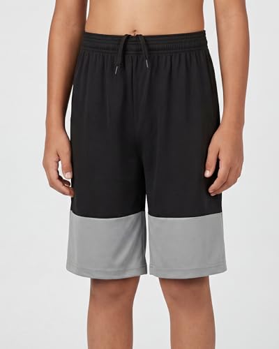 Image of Real Essentials 5 Pack: Boys' Dry Fit Basketball Shorts for Youth Kids Teens - Athletic Running Soccer Sports with Pockets