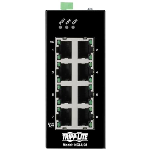 Image of Tripp Lite Industrial 8 Port Ethernet Network Switch 10 /100 /1000 Mbps -40 to 167F Temperature Range Unmanaged TAA Compliant DIN Mount (NGI-U08)