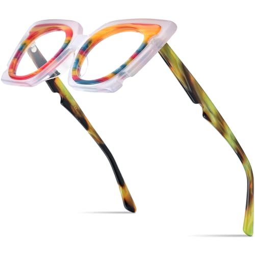 Image of HEPIDEM Gradient Multicolor Acetate Glasses Frame Women Big Oversize Eyeglasses 2023 New Spectacles Eyewear