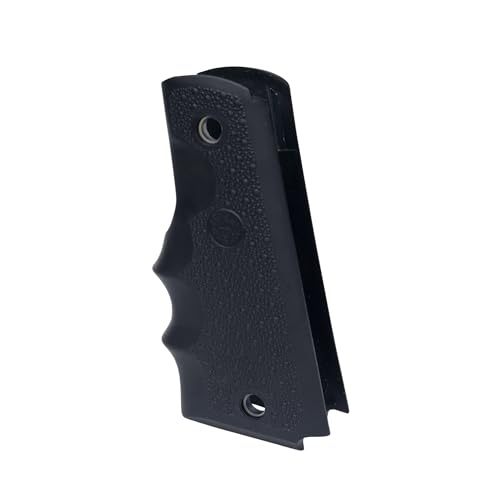 Hogue 1911 Government, Commander, & Clone Models Finger Grooves OverMolded Rubber Grip, Black - 45000