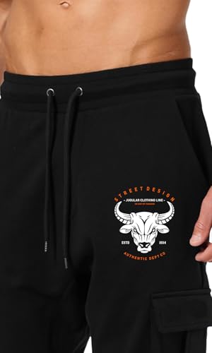 Image of JUGULAR Men's Regular Fit low Rise Cotton Solid Stylish Cargo Track Pants