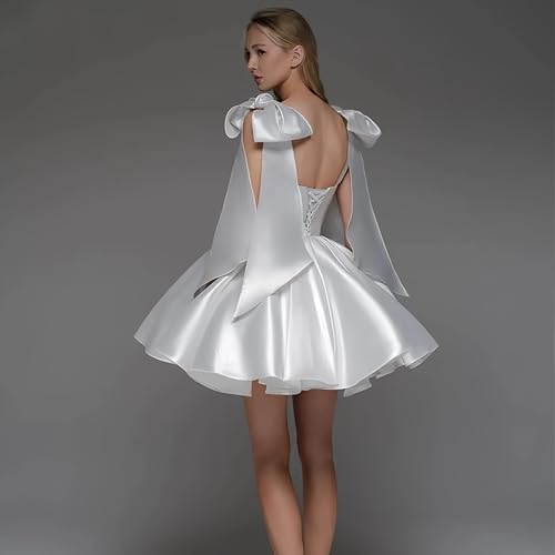 Short Graduation Dress Adjustable Bow Straps Mini Prom Gown Corset Back Birthday Dress for Women with Pockets2