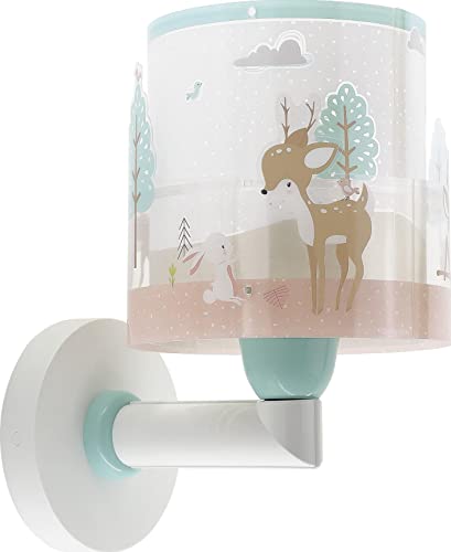 Dalber kinder Wandlampe kinderzimmer, Kinderlampe Wandleuchte Wolken Loving Deer Reh Tiere Rosa, Rose, 61279, E27
