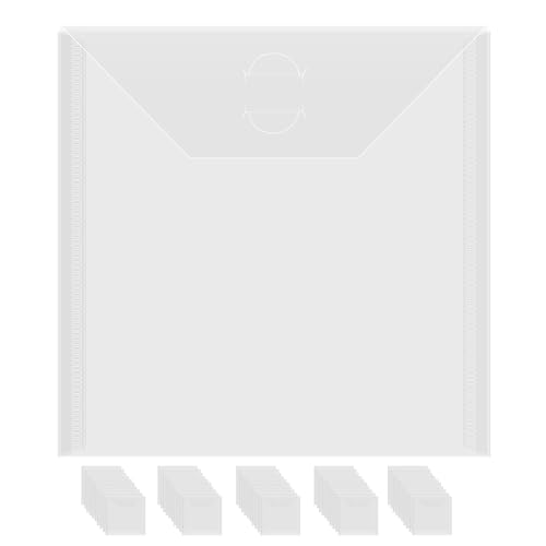 Image of Briartw 50 Pack Storage Envelopes,Clear 6.4x6.4 Resealable Plastic Envelopes Pockets for Cutting Dies Stencil Crafts Organizer Holder,Storage Bag for Clear Stamp,Die Cuts,Scrapbook Paper,Photos