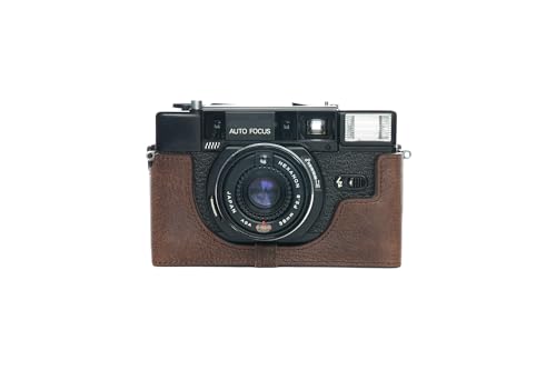 Moitié caméra housse Konica C35 AF2 cuir véritable fait main brun foncé
