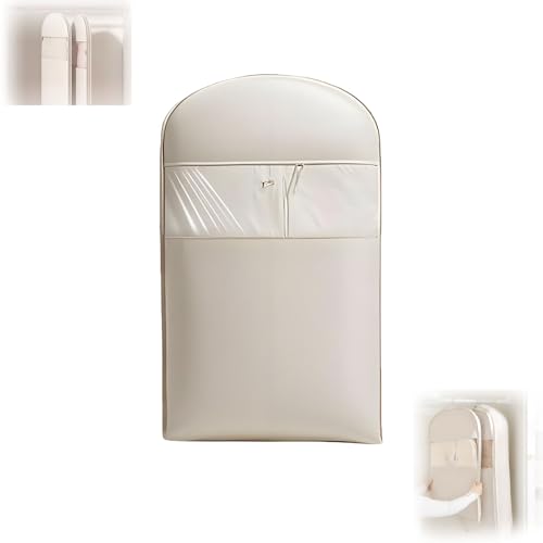 Space Saving Hanging Garment Bag with Self Compression Zipper, 2025 New Space Saving Hanging Protector, Space Saver Closet Organizers,Dust Cover Clothes Bags for Down Coat(Beige,X-Large)