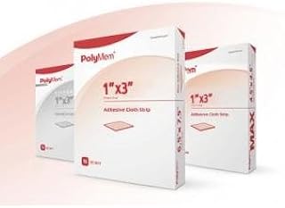 Adhesive Strip PolyMem 1 X 3 Inch Fabric Rectangle Tan / White Sterile