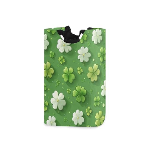 Jihqo Laundry Hamper Basket St Patrick's Clover Pattern Collapsible Nursery Storage Bin Waterproof Clothing Baskets for Home Bedroom Bathroom Washing Room