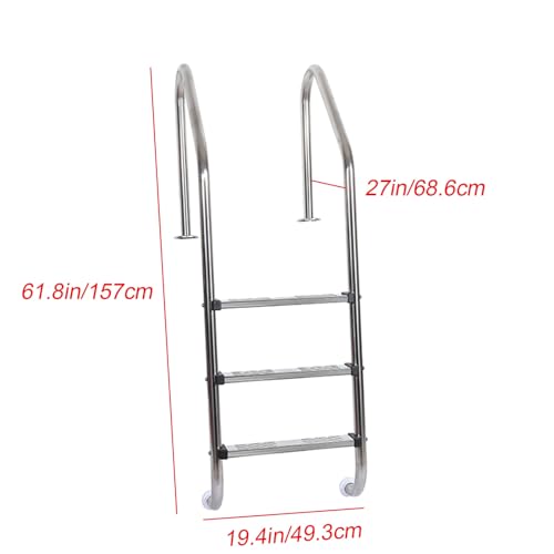 Escalera para piscina de acero inoxidable de 3 peldaños miniatura 6