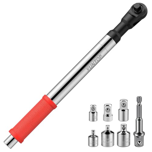 XUNTOP 1/2' Offset Extension Wrench with 1/2' 1/4' 3/8' 6 Drivers Adapters High-Strength Alloy Steel...