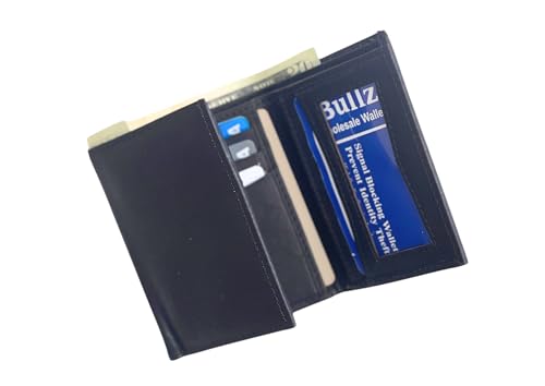 Cowhide Leather Trifold Mens Wallet 6 Credit Card Slots and ID Window4