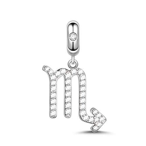 GNOCE Sternzeichen Charms Constellation Charms Anhänger Sterling Silber Sternzeichen Dangle Charms mit Zirkonia fit für Armband/Halskette Frauen...