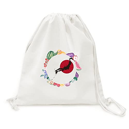 Sac en tissu pliable japonais de modèle carte à sangle pour fruits