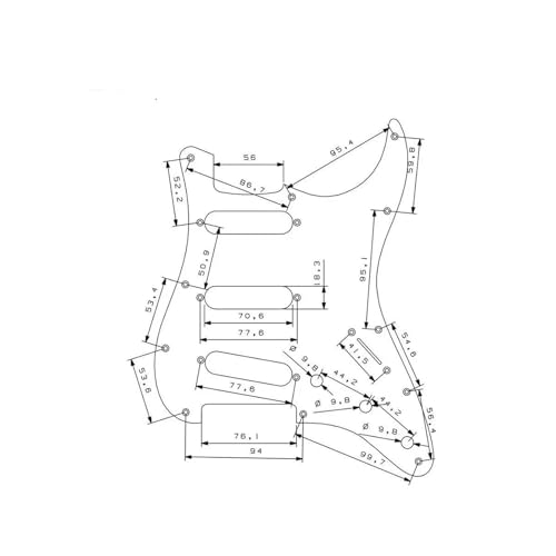 Pickguard et plaque arrière guitare SSS 11 trous aluminium anodisé(2)