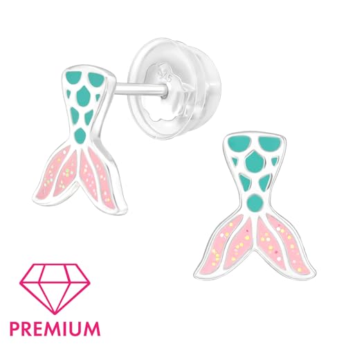 Limited Edition Solid 925 Sterling Silver Mermaid Tail Little Stud Earrings Hypoallergenic 435422
