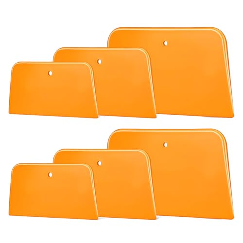 Image of Body Filler Spreaders, 6 Pcs Automotive Body Fillers Hard Plastic Spreaders Auto Body Spreader for Applying Fillers Putties Glazes Caulks and Paint (Yellow, 6pcs)