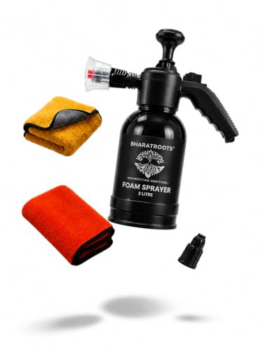 Image of 2Ltr Foam Sprayer for Car & Bike Washing and Gardening with 2 Microfiber Towels 800 GSM,Home Cleaning - High-Pressure Blaster for Cleaning, Adjustable Nozzle and Long Lasting Foam(Combo)