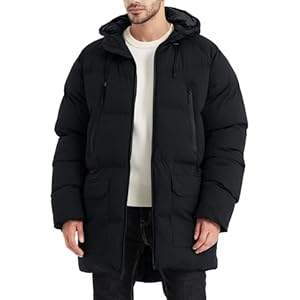 Males’s Lengthy Winter Coat Hooded Heat Quil...