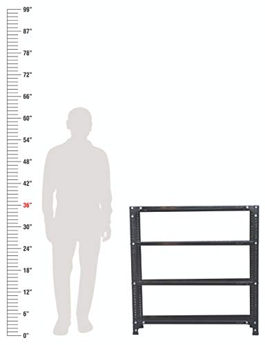 Image of ALIJA️ Slotted Angle Slim Shoe Rack (36 x 36 x 9 Inch) with 4 Shelves Unit (24 Gauge) (Black)