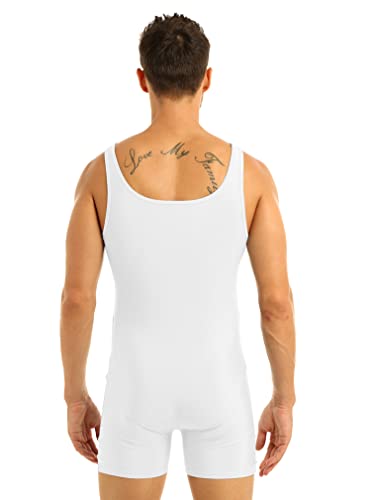 renvena Men's Adult Stretchy One Piece Tank Leotard Biketard Sports Workout Sleeveless Wrestling Singlet Bodysuit3