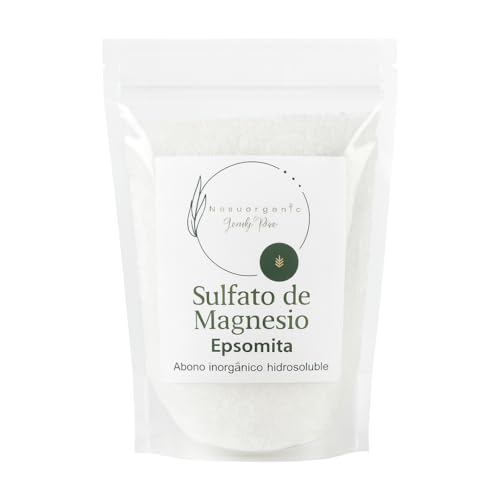 Sulfato de Magnesio Epsomita Grado Agrícola – Fertilizante para Jardinería y Agricultura | Mejora Crecimiento, Floración y Verde Intenso | Alta Solubilidad – Para Huertos, Césped y Plantas | 1 kg