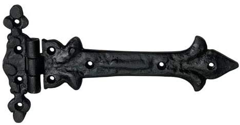 Image of Adonai Hardware Adonijah Antique Cast Iron Strap T Hinge (7.9 inch x 2 Pack, Oil Rubbed Black Living Finish) for Barn Doors, Gates, Kitchen Cabinets, Sheds, Wooden Box, Furniture, Cedar Chest and Trunks