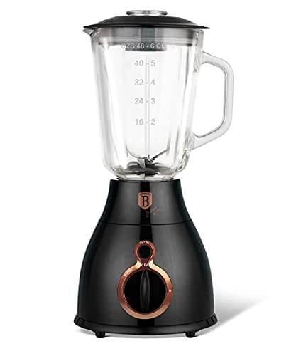 Berlinger Haus Black Rose Collection tafel blender met 1,5 L glazen kan BH/9025 zwart/rose goud roestvrij staal 18/8