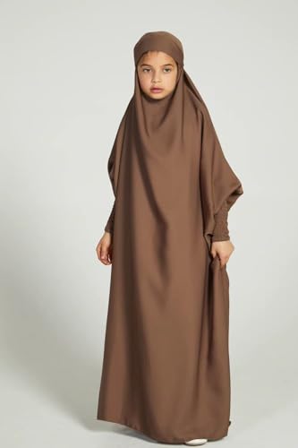 FPOVFPO Kids Abayas Full Cover Hijab Dubai Kaftan Prayer Dress for Girl Muslim Long Sleeve Robe Ramadan Clothing3