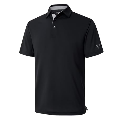 Mens Golf Shirt Short and Long Sleeve Moisture Wicking Dry Fit Performance Solid Casual Pique Golf Polo Shirts for Men