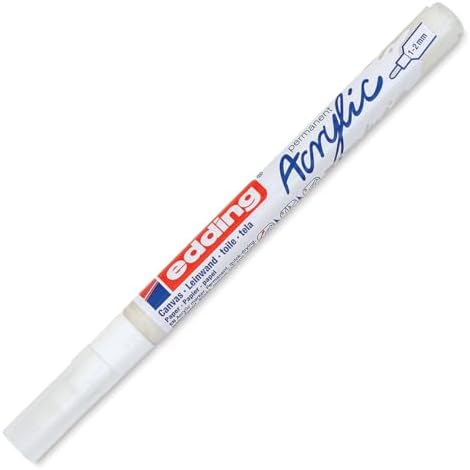 edding 5300 akrilik markör ince - beyaz - 1 su geçirmez akrilik markör - ince yuvarlak uçlu 1-2 mm - Görsel 1