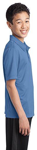Camisa polo juvenil Port Authority com toque de seda Y540 azul Carolina, Carolina Blue, XS