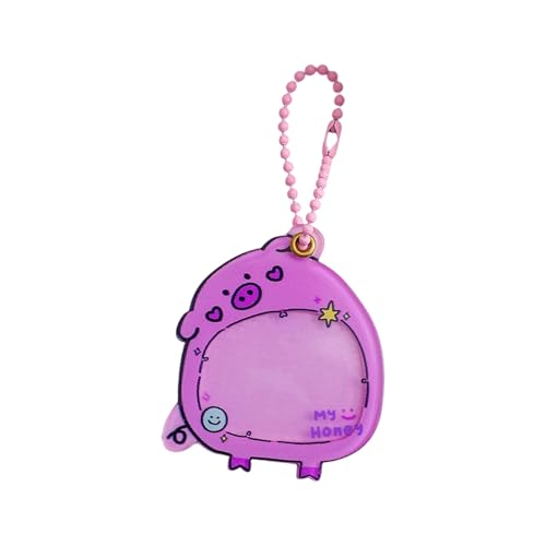 アクリルカードホルダー写真ストレージペンダントカードクリップフォトカードホルダーキーチェーン付き毎日の旅行用クリエイティブキーリングアクリルカードホルダークリエイティブキーリング写真ストレージペンダントカードクリップ