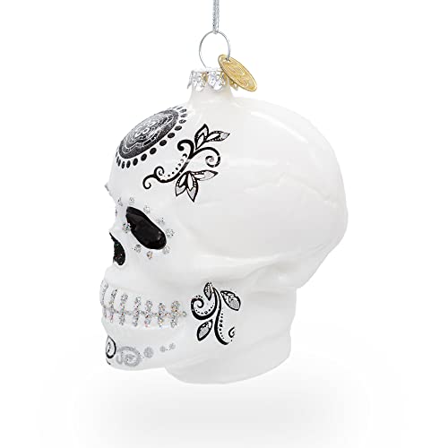 Décoration de Noël en verre en forme de crâne blanc épuré - 7