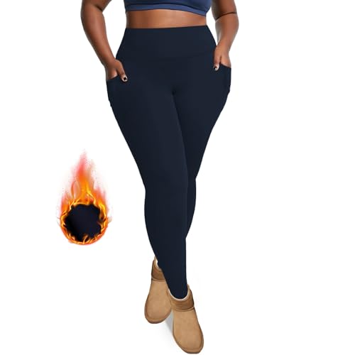 Women's Fleece Lined Leggings Thermal Leggings for Women Black High Waisted Work Fleece- Cute Warmer Fashion Ropa de Invierno para Mujer Thick Flannel Lined Pants Navy 4XL