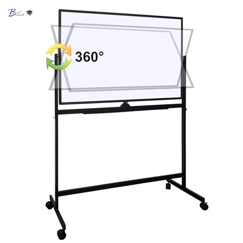 Large Rolling Whiteboard on Wheels, 48" x 32" Height Adjust 360° Double-Sided Mobile White Board with Stand,Portable Standing Magnetic Dry Erase Board Easel for Home Office Classroom