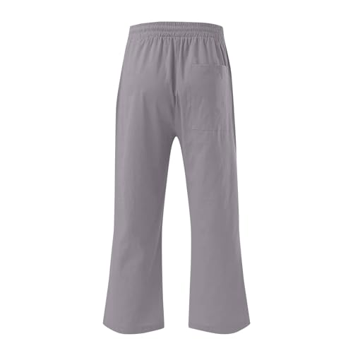 Capri Pants for Women Casual Summer High Waisted Wide Leg Linen Pants 2025 Cotton Comfy Loose Capris with Pockets3