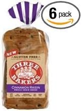 Three Bakers Cinnamon Raisin Whole Grain Bread, 17 Ounce -- 6 per case.