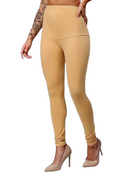 Women's Premium High Waist Cotton Blend Stretchable Ankle Length Leggings for Kurti, Kurta, Tops, Tunics, Dresses, Gym, Yoga, Casual Wear, Office, All-Day Comfort Beige-picture-23