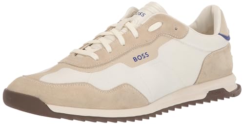 Image of BOSS Men's Zayn Low Profile Suede Leather Two Tone Sneaker