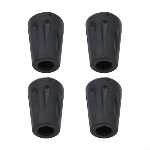 Paquete de 4 puntas de goma para bastón de senderismo, 10 mm de diámetro interior, casquillos antideslizantes para bastón de senderismo, negro, reemplazos de punta de muleta para la mayoría de marcas