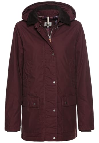 camel active Damen Wachsjacke mit Abnehmbarer Kapuze Dunkelrot,...