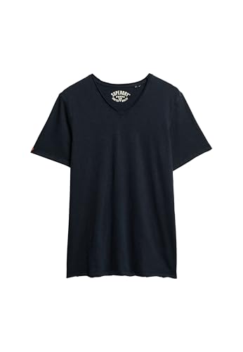 T-shirt unisexe Raw Edge Slub V Superdry col v coton flammé mode
