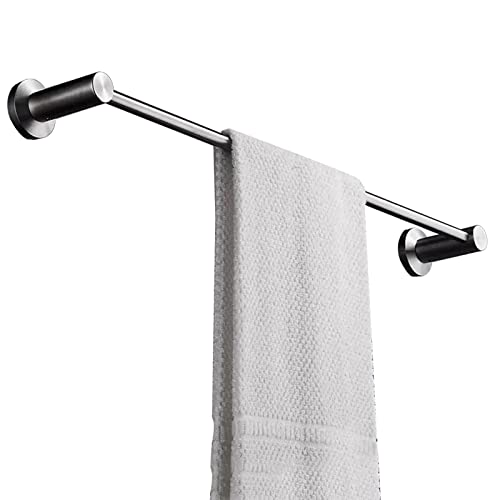Portasciugamani in acciaio inox spazzolato, 40 cm, montaggio a parete, resistente, design rotondo, per bagno e cucina, accessorio elegante e moderno