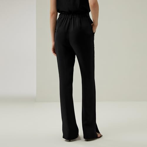 LilySilk 100% Silk Georgette Slim Fit Women Pants Basic Solid Full Length Trousers with Side Slit for Ladise Work Casual2