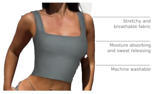 Image of OLCHEE Womens 3 Pack Crop Tank Tops Sleeveless Square Neck Workout Top
