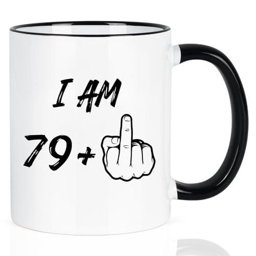 YHRJWN 80th Birthday Gifts for Women Men, I Am 79 Plus Middle Finger Coffee Mug, 80th...
