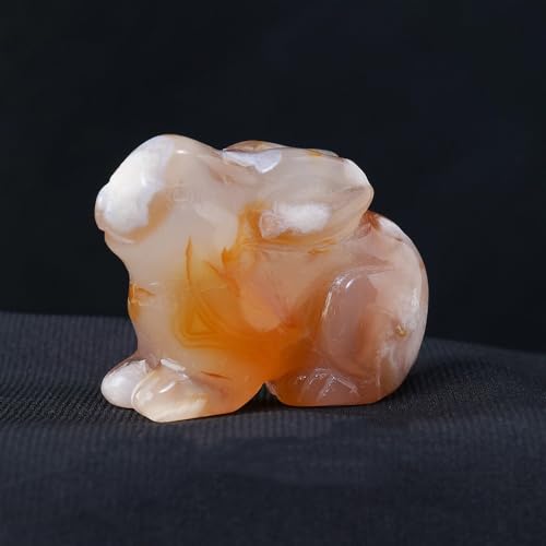 Pierre précieuse sculptée agate cerise lapin pour collection
