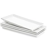 Sweese 702.101 Rectangular Porcelain Platters, Serving Trays for Parties - 13.8 Inch, Set of 4, W...