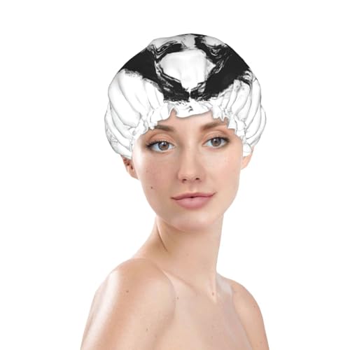 Jesus Black Brush Art Simple Prints Shower Cap Double Layer Lined Waterproof Bathing Shower Hat