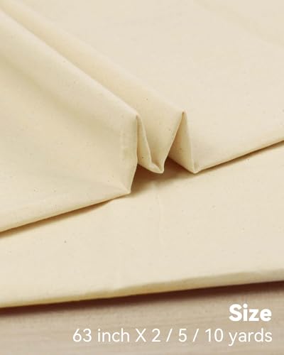 hotgoden medium weight 100 cotton muslin fabric 63 inch x 2 yards unbleached muslin linen fabric material for sewing material apparel cloth